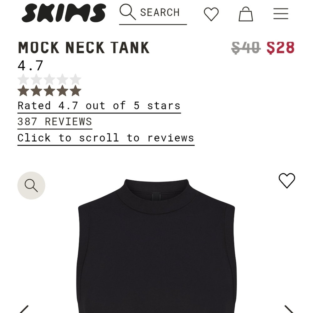 2 SKIMS mock neck tanks NWT